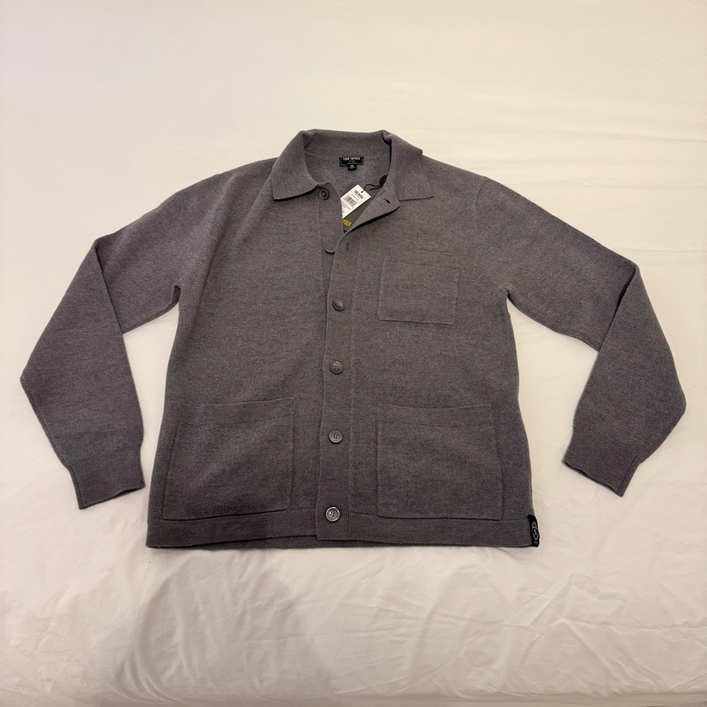 Todd Snyder Long Sleeve Polo Pub Jacket - Grey Knit - M - NWY